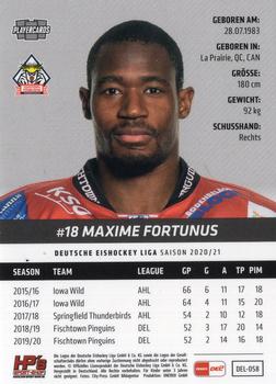 2020-21 Playercards (DEL) #DEL-058 Maxime Fortunus Back