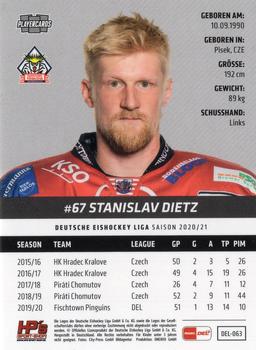 2020-21 Playercards (DEL) #DEL-063 Stanislav Dietz Back