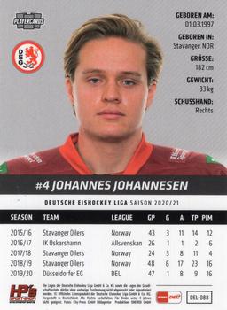 2020-21 Playercards (DEL) #DEL-088 Johannes Johannesen Back