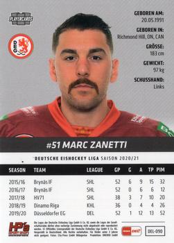 2020-21 Playercards (DEL) #DEL-090 Marc Zanetti Back