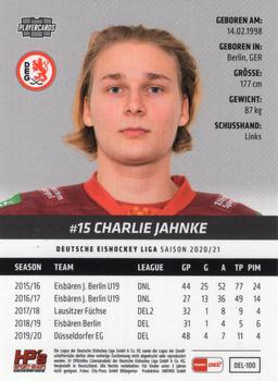 2020-21 Playercards (DEL) #DEL-100 Charlie Jahnke Back