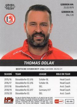 2020-21 Playercards (DEL) #DEL-106 Thomas Dolak Back