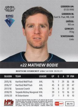 2020-21 Playercards (DEL) #DEL-113 Mathew Bodie Back