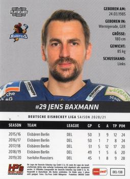 2020-21 Playercards (DEL) #DEL-138 Jens Baxmann Back