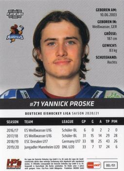 2020-21 Playercards (DEL) #DEL-151 Yannick Proske Back