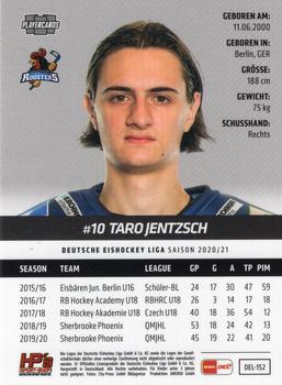 2020-21 Playercards (DEL) #DEL-152 Taro Jentzsch Back