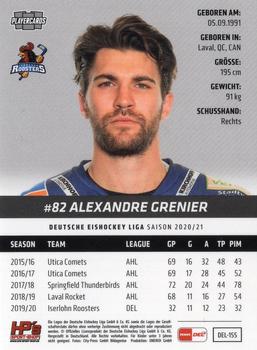 2020-21 Playercards (DEL) #DEL-155 Alexandre Grenier Back