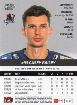 2020-21 Playercards (DEL) #DEL-157 Casey Bailey Back