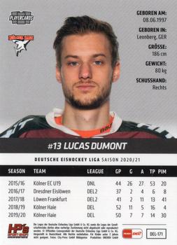 2020-21 Playercards (DEL) #DEL-171 Lucas Dumont Back