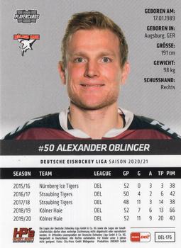 2020-21 Playercards (DEL) #DEL-176 Alexander Oblinger Back