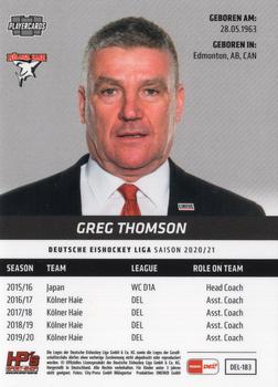 2020-21 Playercards (DEL) #DEL-183 Greg Thomson Back