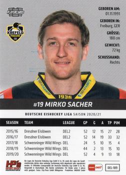 2020-21 Playercards (DEL) #DEL-189 Mirko Sacher Back