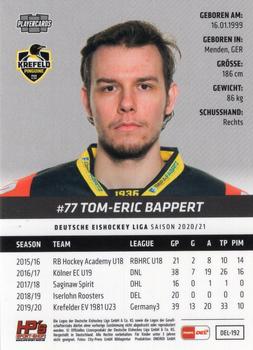 2020-21 Playercards (DEL) #DEL-192 Tom-Eric Bappert Back