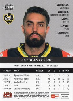 2020-21 Playercards (DEL) #DEL-195 Lucas Lessio Back