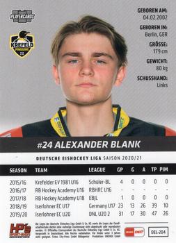 2020-21 Playercards (DEL) #DEL-204 Alexander Blank Back
