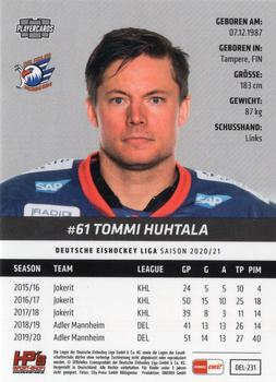 2020-21 Playercards (DEL) #DEL-231 Tommi Huhtala Back