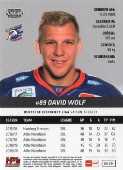 2020-21 Playercards (DEL) #DEL-234 David Wolf Back