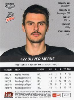 2020-21 Playercards (DEL) #DEL-272 Oliver Mebus Back