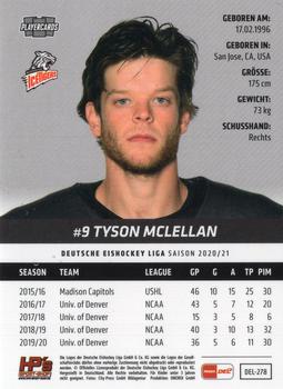 2020-21 Playercards (DEL) #DEL-278 Tyson McLellan Back