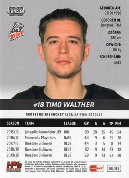 2020-21 Playercards (DEL) #DEL-283 Timo Walther Back