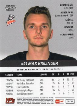2020-21 Playercards (DEL) #DEL-286 Max Kislinger Back