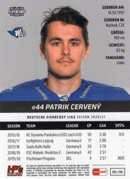 2020-21 Playercards (DEL) #DEL-296 Patrik Cerveny Back