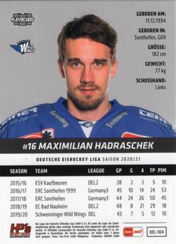 2020-21 Playercards (DEL) #DEL-304 Maximilian Hadraschek Back
