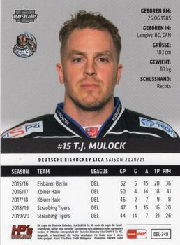 2020-21 Playercards (DEL) #DEL-340 T.J. Mulock Back