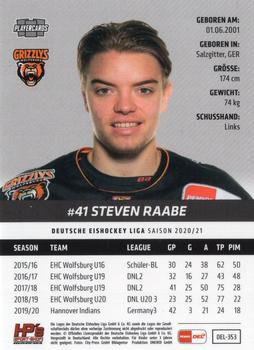 2020-21 Playercards (DEL) #DEL-353 Steven Raabe Back