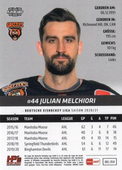 2020-21 Playercards (DEL) #DEL-354 Julian Melchiori Back