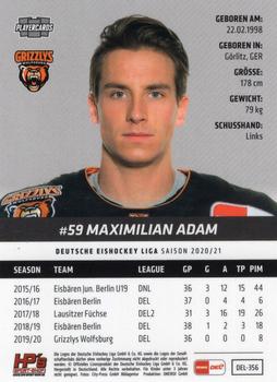 2020-21 Playercards (DEL) #DEL-356 Maximilian Adam Back