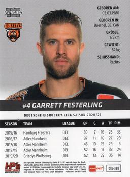 2020-21 Playercards (DEL) #DEL-358 Garrett Festerling Back