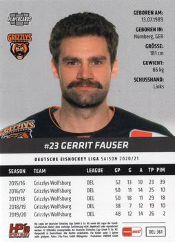 2020-21 Playercards (DEL) #DEL-361 Gerrit Fauser Back