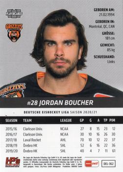 2020-21 Playercards (DEL) #DEL-362 Jordan Boucher Back