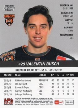 2020-21 Playercards (DEL) #DEL-363 Valentin Busch Back