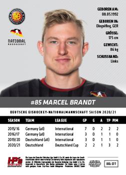 2020-21 Playercards (DEL) #DEL-377 Marcel Brandt Back