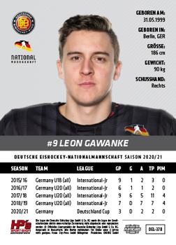 2020-21 Playercards (DEL) #DEL-378 Leon Gawanke Back