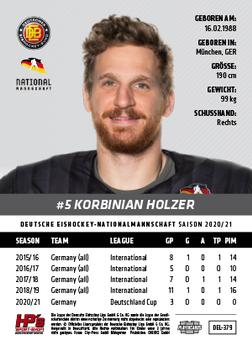 2020-21 Playercards (DEL) #DEL-379 Korbinian Holzer Back