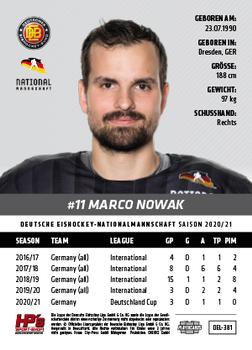 2020-21 Playercards (DEL) #DEL-381 Marco Nowak Back