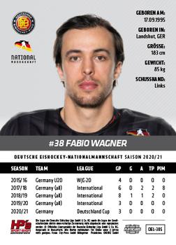 2020-21 Playercards (DEL) #DEL-385 Fabio Wagner Back