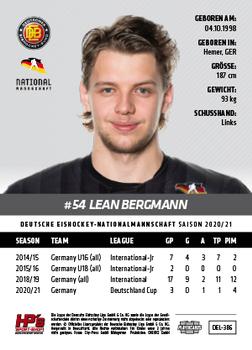 2020-21 Playercards (DEL) #DEL-386 Lean Bergmann Back