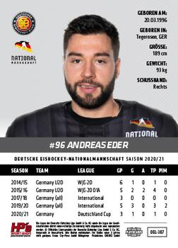 2020-21 Playercards (DEL) #DEL-387 Andreas Eder Back