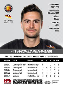 2020-21 Playercards (DEL) #DEL-391 Maximilian Kammerer Back