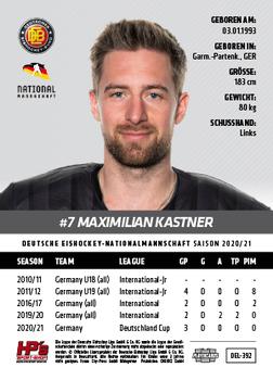 2020-21 Playercards (DEL) #DEL-392 Maximilian Kastner Back