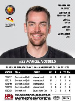 2020-21 Playercards (DEL) #DEL-394 Marcel Noebels Back