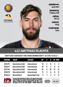 2020-21 Playercards (DEL) #DEL-395 Matthias Plachta Back