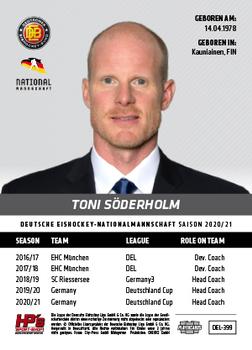 2020-21 Playercards (DEL) #DEL-399 Toni Söderholm Back