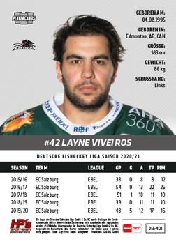 2020-21 Playercards (DEL) #DEL-401 Layne Viveiros Back