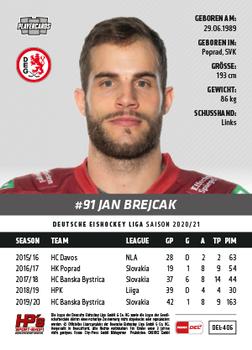 2020-21 Playercards (DEL) #DEL-406 Jan Brejcak Back