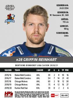 2020-21 Playercards (DEL) #DEL-408 Griffin Reinhart Back